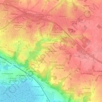 Mappa topografica La Graindorgeais, altitudine, rilievo