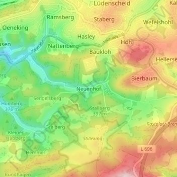 Mappa topografica Neuenhof, altitudine, rilievo