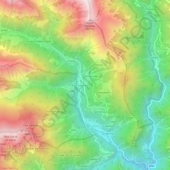 Mappa topografica Riva, altitudine, rilievo