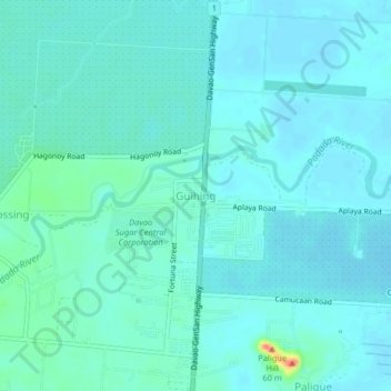 Mappa topografica Guihing, altitudine, rilievo