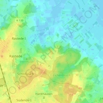 Mappa topografica Hankhausen I, altitudine, rilievo