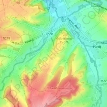 Mappa topografica Berghem, altitudine, rilievo