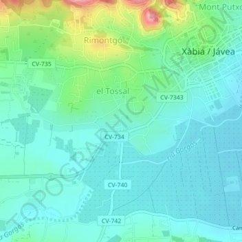 Mappa topografica Sant Joan, altitudine, rilievo