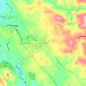 Mappa topografica Oak Park Estates, altitudine, rilievo