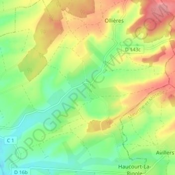 Mappa topografica Réchicourt, altitudine, rilievo