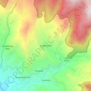 Mappa topografica Hagala State, altitudine, rilievo