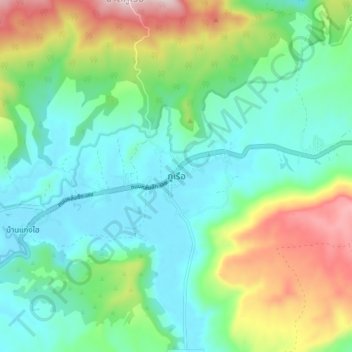 Mappa topografica Phu Ruea, altitudine, rilievo