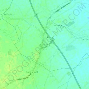 Mappa topografica Baculong, altitudine, rilievo