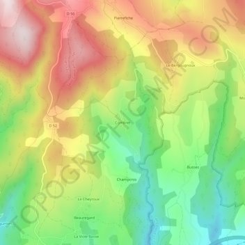 Mappa topografica Combret, altitudine, rilievo