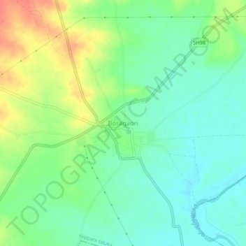 Mappa topografica Borgaon, altitudine, rilievo