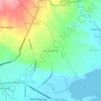 Mappa topografica Minsubong, altitudine, rilievo