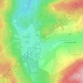 Mappa topografica Eichenweg, altitudine, rilievo