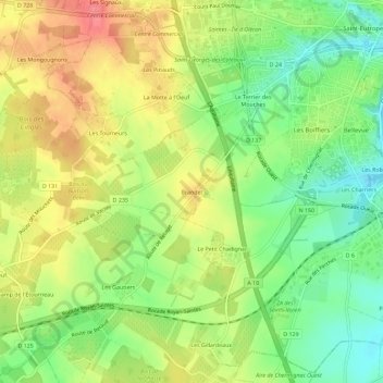 Mappa topografica Brandet, altitudine, rilievo