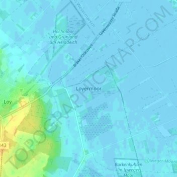 Mappa topografica Loyermoor, altitudine, rilievo