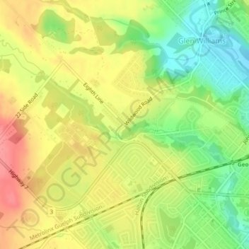 Mappa topografica Wildwood, altitudine, rilievo