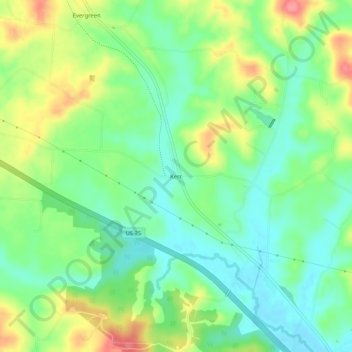 Mappa topografica Kerr, altitudine, rilievo