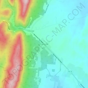 Mappa topografica Charlestown, altitudine, rilievo