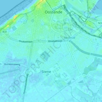 Mappa topografica Nieuwe Stad, altitudine, rilievo
