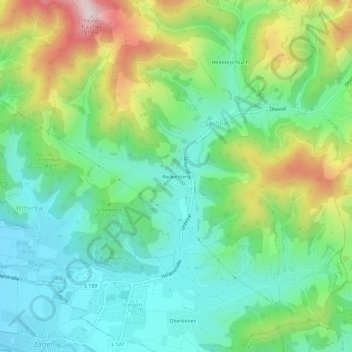 Mappa topografica Reckenberg, altitudine, rilievo