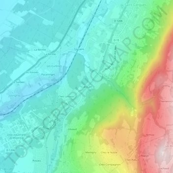 Mappa topografica Cabouet, altitudine, rilievo
