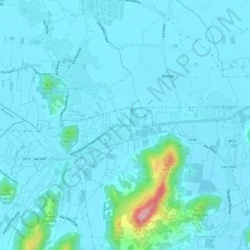 Mappa topografica Bresseo, altitudine, rilievo
