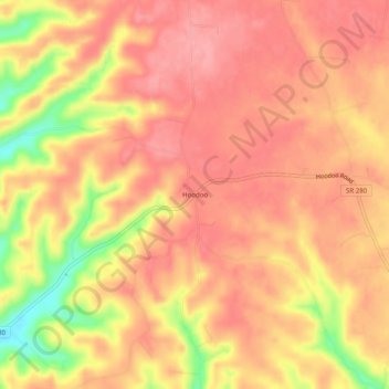 Mappa topografica Hoodoo, altitudine, rilievo