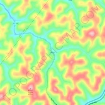 Mappa topografica Nebo, altitudine, rilievo
