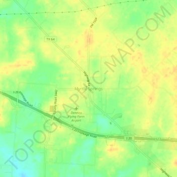 Mappa topografica Myrtle Springs, altitudine, rilievo