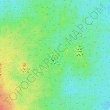 Mappa topografica Badlands Rock, altitudine, rilievo