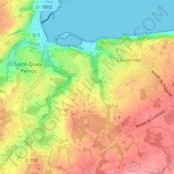 Mappa topografica Ar Vouster, altitudine, rilievo