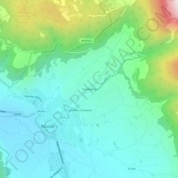 Mappa topografica Fontevena, altitudine, rilievo