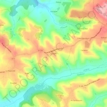 Mappa topografica La Gaffe, altitudine, rilievo