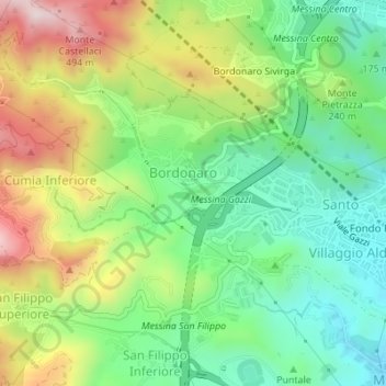Mappa topografica Monte Calvario, altitudine, rilievo