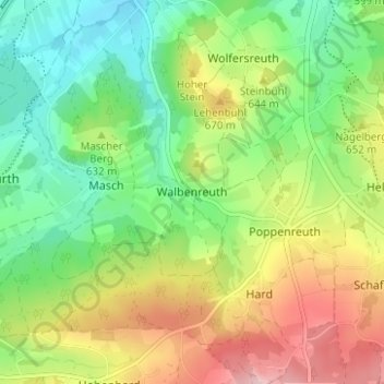 Mappa topografica Walbenreuth, altitudine, rilievo