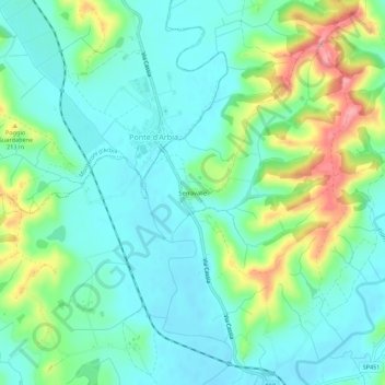 Mappa topografica Serravalle, altitudine, rilievo