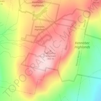 Mappa topografica McGaffey Mountain, altitudine, rilievo