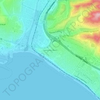 Mappa topografica Capistrano Beach, altitudine, rilievo