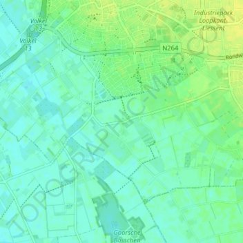 Mappa topografica Kooldert, altitudine, rilievo
