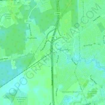 Mappa topografica Boone, altitudine, rilievo