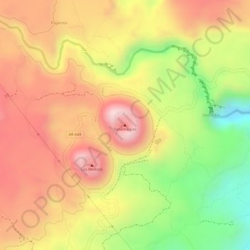 Mappa topografica Yanamauras, altitudine, rilievo