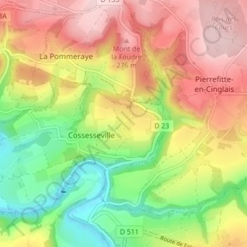 Mappa topografica Le Jardin, altitudine, rilievo