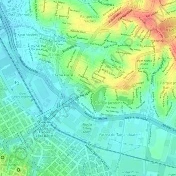 Mappa topografica J.E.P. Bombas, altitudine, rilievo