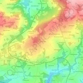 Mappa topografica Croix de Mission, altitudine, rilievo