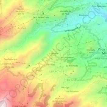 Mappa topografica El Hornillo, altitudine, rilievo