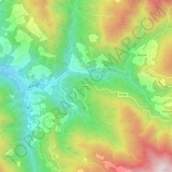 Mappa topografica Caiano, altitudine, rilievo