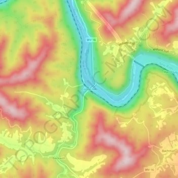 Mappa topografica Cotton Hill, altitudine, rilievo