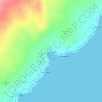 Mappa topografica Puāuāomahana, altitudine, rilievo