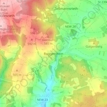 Mappa topografica Roggenstein, altitudine, rilievo