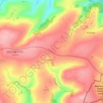 Mappa topografica Collaton Cross, altitudine, rilievo