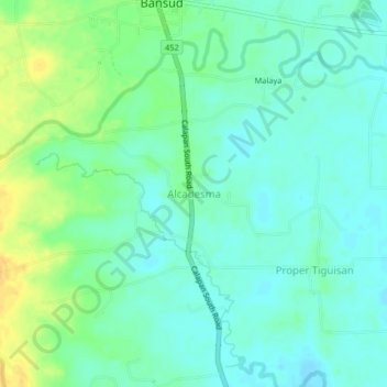 Mappa topografica Alcadesma, altitudine, rilievo